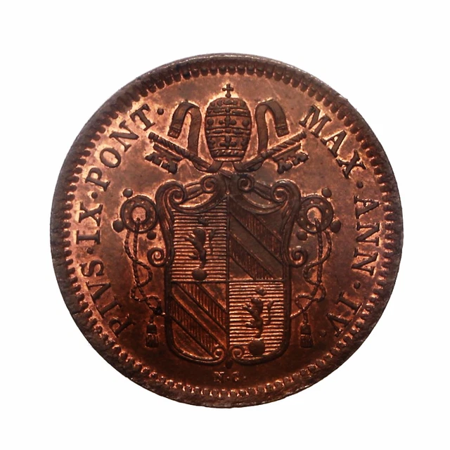 PIO IX - 1/2 Baiocco -Cu- 1850 An. IV Bologna - FDC Cons.Eccezionale