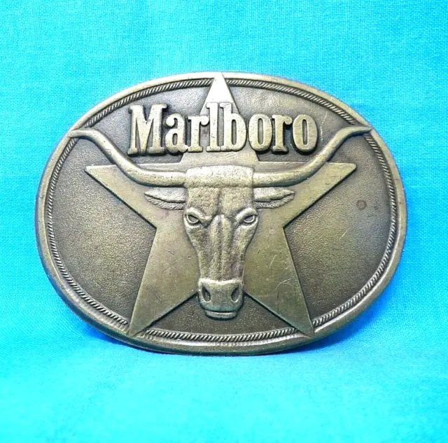 Longhorn Steer Star Belt Buckle Promo Marlboro Cowboy Vtg 80s PM Tobacco .MMR334