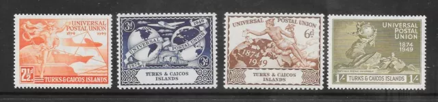 Turks & Caicos Islands 1949 UPU MLH lightly mounted mint set 4 stamps
