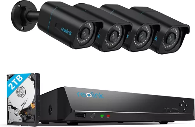 REOLINK 4K Security Camera System, 4Pcs H.265 4K Poe Security Cameras Wired with