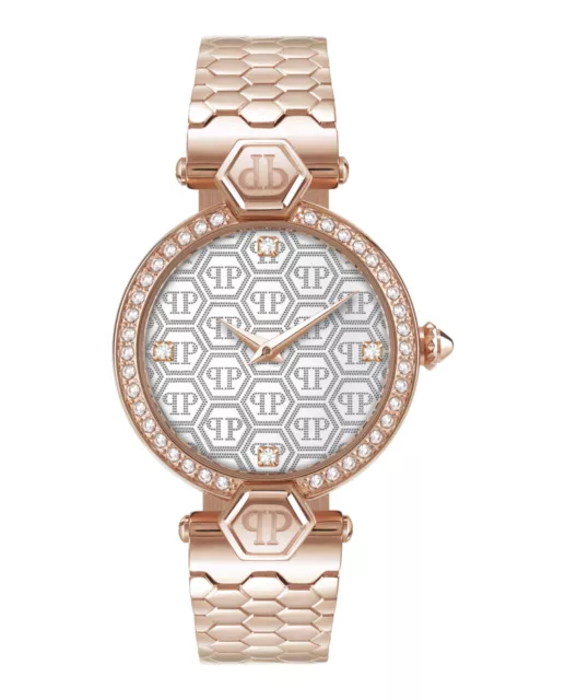 Philipp Plein Womens Plein Couture IP Rose Gold 32mm Bracelet Fashion Watch