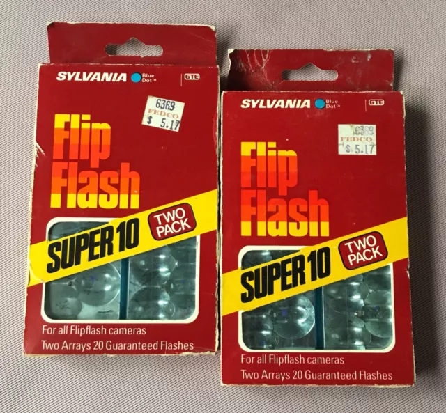 Vintage Sylvania Blue Dot Flip Flash Super 10 Double Pack Lot NIB 40 Flashes 