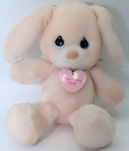 1986 Precious Moments Applause Snowball Pink Plush Bunny Rabbit 9" Blue Eyes