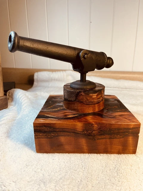 Antique cannon desk top display black powder .