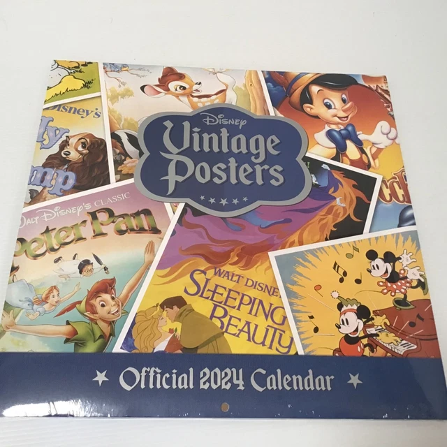 DISNEY VINTAGE POSTERS Official 2024 Calendar Brand New Sealed 13.31