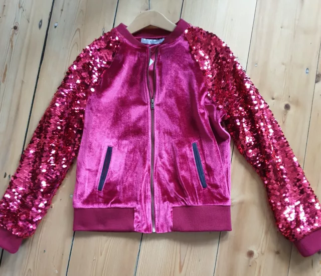 M&S Girls Pink Sparkle Zip Up Jacket AGE 9-10 YRS - NEW