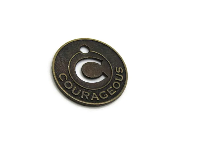 Couragous Necklace Charm C Cutout Design Gold Tone