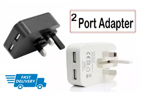 2 AMP Fast Dual Twin 2 Port USB Folding Charger UK Mains Wall Plug Adapter