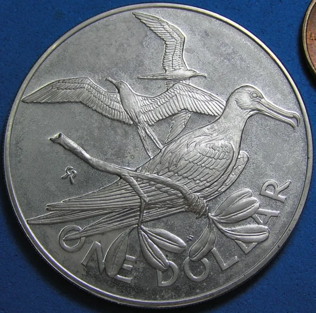 British Virgin Islands One Dollar .925 Silver Coin, 1977 Proof, 39 mm 25.7 gr