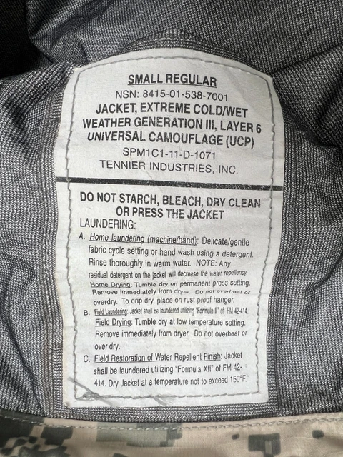 Usgi Ecwcs Acu Gen Iii Level 6 Extreme Cold/Wet Weather Jacket - Small Regular. 3
