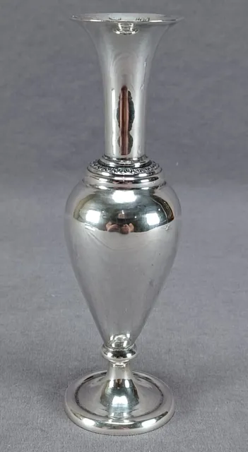 Mid Century Italian 800 Silver Neoclassical Form 5 1/8 Inch Small Vase
