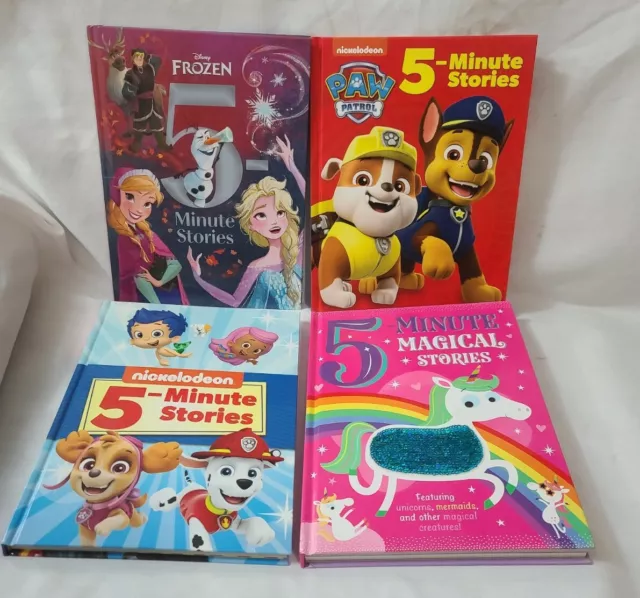 (4) 5-Minute Stories Book Lot Nickelodeon/Magical Stories/Frozen/Paw Patrol New