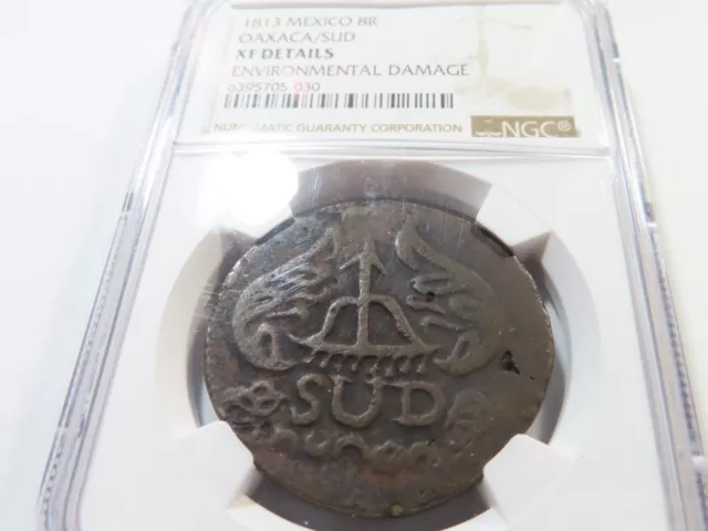 E66 Mexico War of Independence Oaxaca Sud 1813 8 Reales NGC XF Details