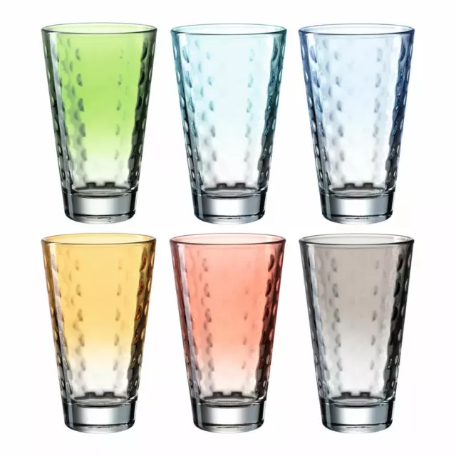 Leonardo Trinkglas Optic 6 Stück sortiert Pastell, Becher, Wassergläser 300 ml