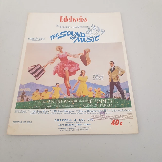 EDELWEISS FR THE Sound of Music Rare 1965 Oz Sheet Music Julie Andrews ...