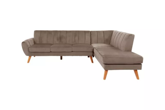 Madrid 2-Piece L Shape Sectional with Chaise in Light Brown Velvet Fabric 3