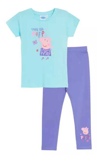 Peppa Pig Girls T-Shirt + Leggings Set Peppa Top Matching Daywear Holiday Outfit
