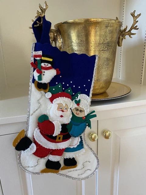 New handmade felt stocking Like  BUCILLA 1990s Holiday Christmas Santa and...