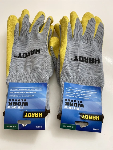2 pares de guantes de trabajo resistentes X-Grande vv con agarre superior recubiertos de látex texturizados