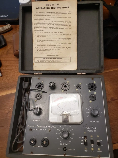 Vintage Accurate Instrument Co. TV Tube Tester Model 151 Tested Working