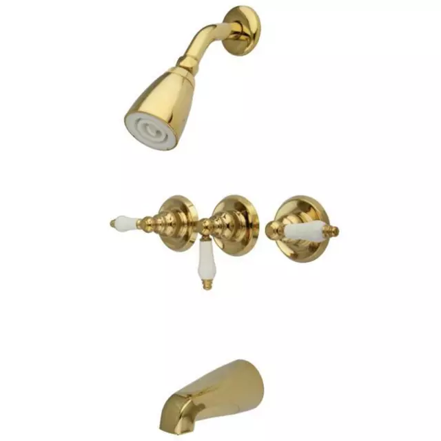 Kingston Brass KB232PL Tub & Shower Faucet with 3 Handles  Polished Brass