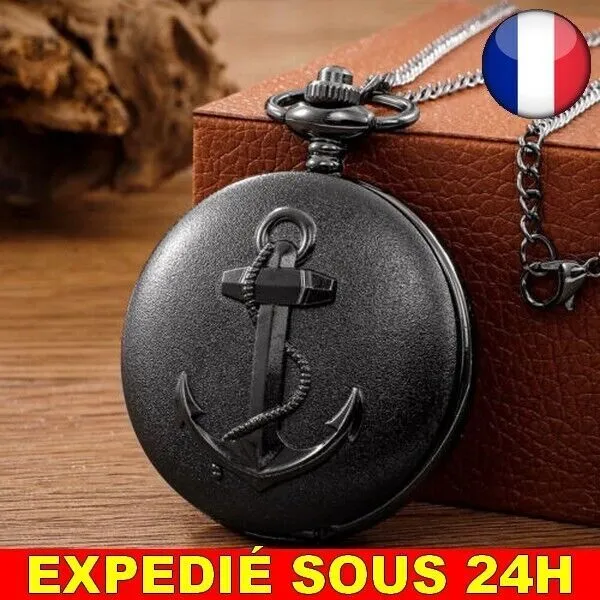 ✅ Reloj de bolsillo vintage con ancla de marinero, colgante de cadena de...