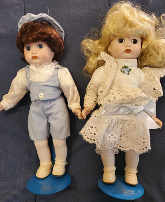 VTG MYD Marian Yu Design Porcelain Doll Set TWINS BOY GIRL 11