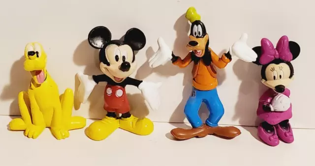 Disney Mickey Mouse Minnie Goofy Pluto Pvc Figure Assortment Lot/4 Cake Toppers