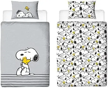 Peanuts Snoopy Single Duvet Cover Reversible Bedding Set Snooze Design