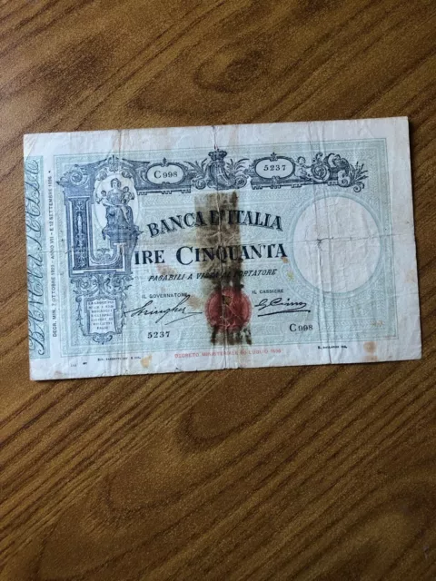 Kingdom D' Italy Banknotes Livres 50 Die Bundle 7 10 1929
