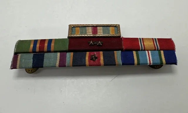 Vintage WW2 US Military Campaign Service Medal Ribbon Bar Vanguard