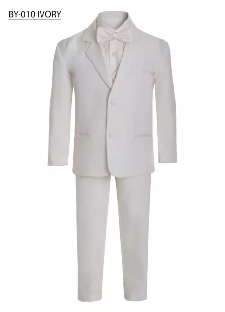 Toddler Boys Tuxedo suit 5pc set coat,Satin vest,striated pant,shirt,bow tie