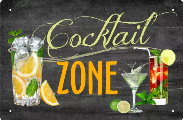 Cocktail Zone Blechschild 20x30cm Mixgetränk Bar Barkeeper Kellerbar Lounge Deko