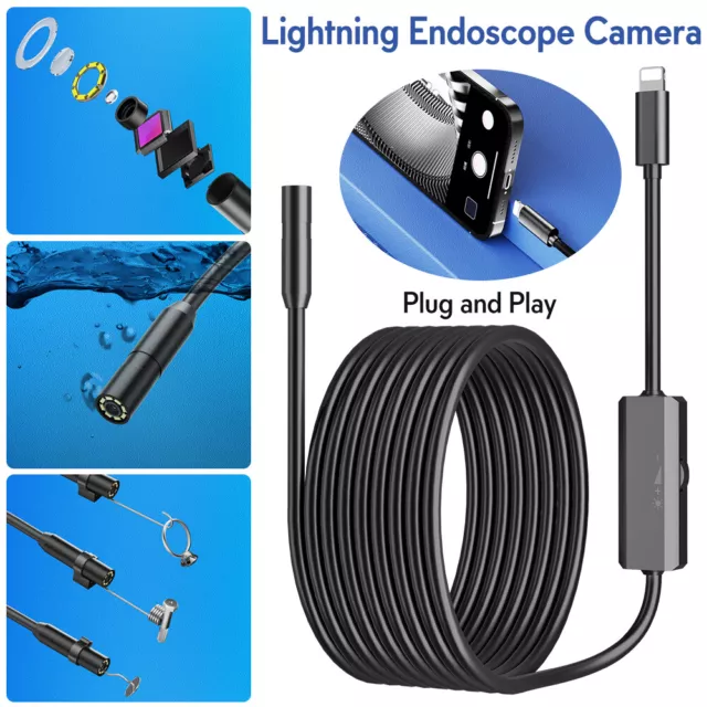 8 Pin Endoscope Waterproof Borescope Snake Inspection Camera For iPhone iPad Mac