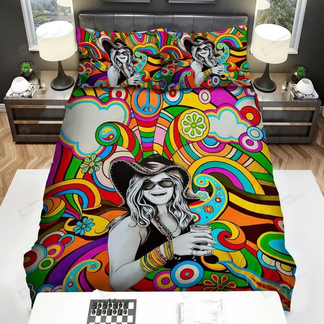JANIS JOPLIN HIPPIE Art Poster Quilt Duvet Cover Set Bedclothes Home