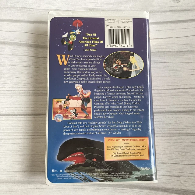 Walt Disney Pinocchio VHS, 1999 Classic Gold Addition 60th Anniversary Addition 2