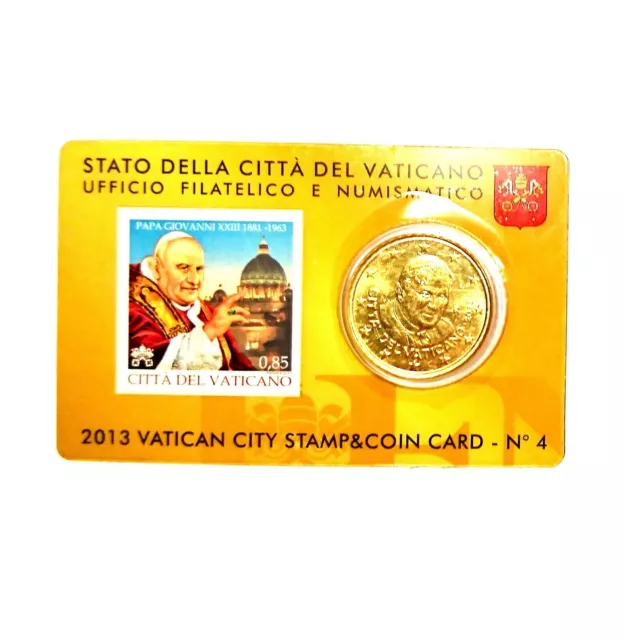 50 Cent Vatikan 2013 Stamp + Coin in Coincard No 4