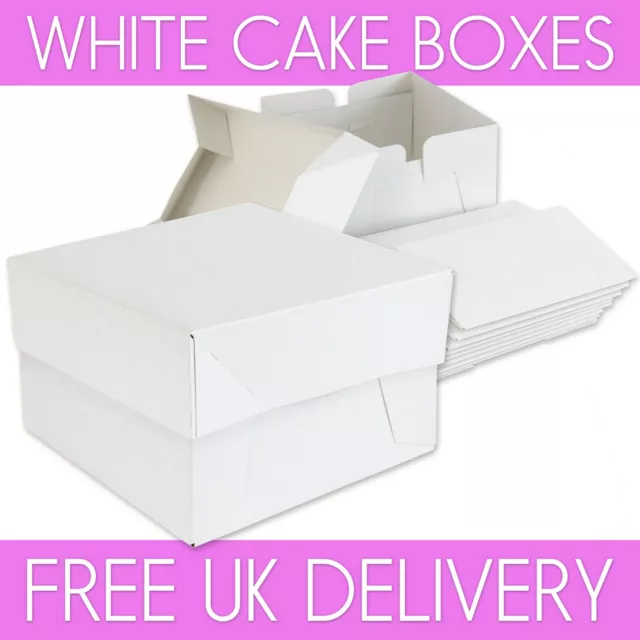 White Cake Box/Lid 2 Piece Wedding Birthday Celebrations Cake Decorating Baking