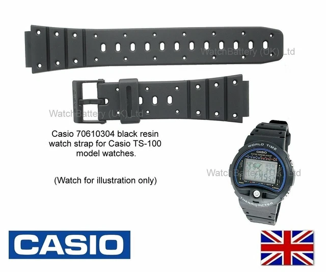Cinturino Originale Casio In Gomma/Silicone (Modello 10152407) - Nero, Prodotto In Giappone