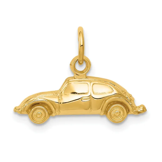 14k Yellow Gold Volkswagen Beetle Style Car Charm Pendant 15 mm x 20 mm