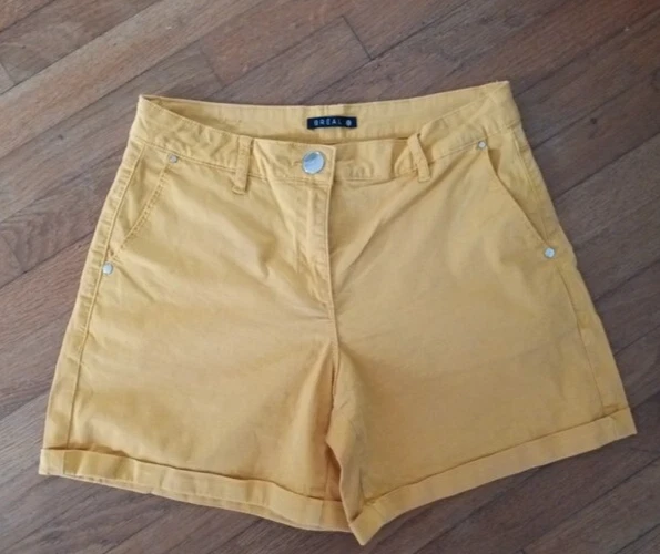 Ensemble Femme Short 42/44 + Tee-shirt 46/48 - Jaune Et Vert Brésil - Occasion Très Bon état