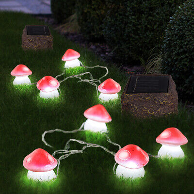 Lampe Solaire Guirlande Lumineuse LED 6x Champignons Volant Pierre Balcon Jardin