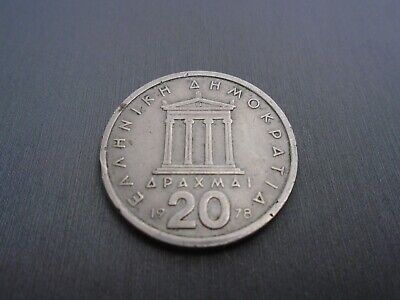 20 Drachmai 1978 Greece Copper Nickel World Coin Parthenon Greek Drachmai #E6