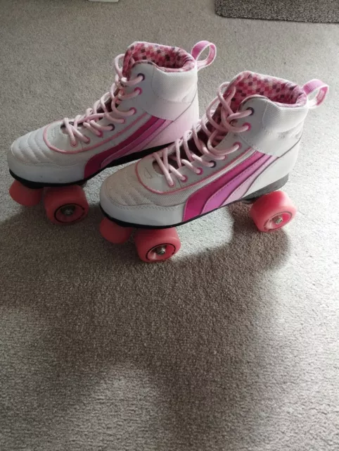 SFR Retro Rio Roller White & Pink Quad Skates - Size UK7