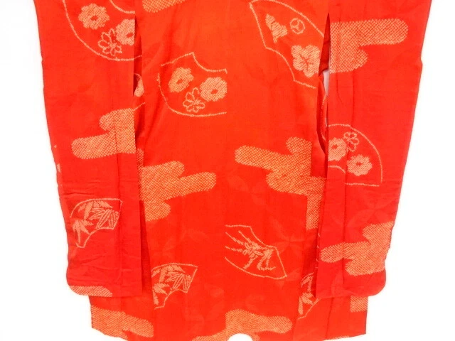 09597# Japanese Kimono / Antique Hitoe Juban For Furisode / Shibori / Folding Fa
