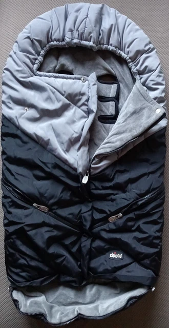 CHICCO Universal Baby Toddler Stroller Sleeping Bag Footmuff muff Black Gray zip