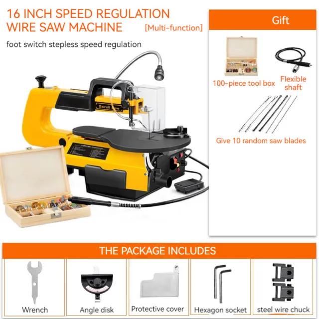 16 Inch Multifunctional Speed Regulating Wire Saw Machine Woodworking Table Saw