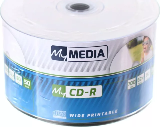 100 x Verbatim Mymedia CD-R Full Inkjet Printable 52x CD Blank Disc 700MB 80min 2