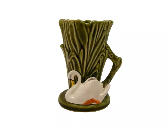 Vintage SylvaC 4385: Green Handled Swan Vase: 4" (10cm)