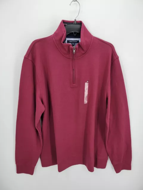 Tommy Hilfiger Sweater Womens XL Maroon Quarter Zip Pullover Logo Long Sleeve